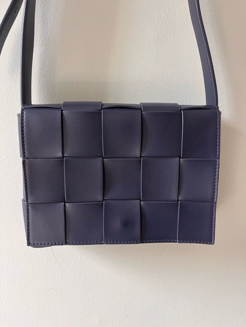 NWOT Woven  Navy Crossbody Bag Vegan Leather Purse Lulu Dharma